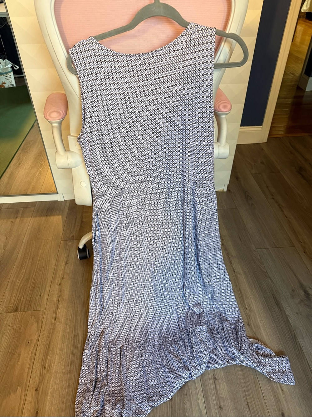 Lands' End Sleeveless Maxi Dress in Lavender and White Micro Print - Picture 2 of 3